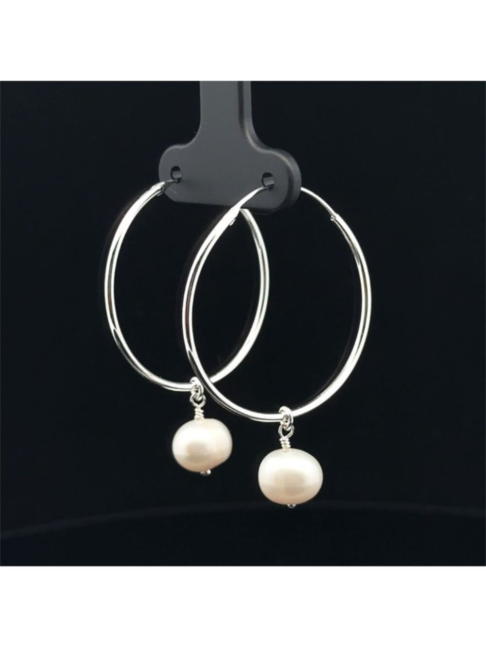 925 Sterling Silver Hoops Earrings Freshwater Heart Interchangeable Modular - Picture 3 of 6